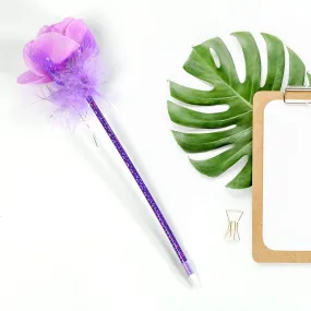 1172 Fashion Rose Flower & Star Design Ball Pen Smooth Writing For Wedding , Events & Multiuse Pen ( Set Of 5pc)