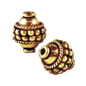 11x9mm Brass Plated Antique Gold Bali Style Beads (5 Pieces)
