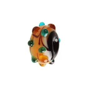 12mm Gold and Turquoise Glass Rondelle Beads (5 Pieces)