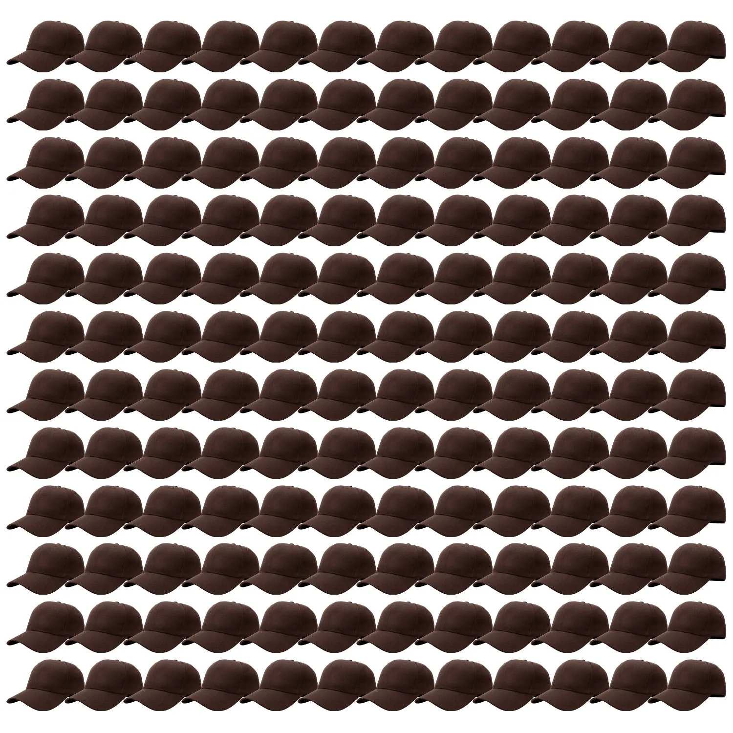 144-Pack Baseball Dad Cap Velcro Strap Adjustable Size - Brown