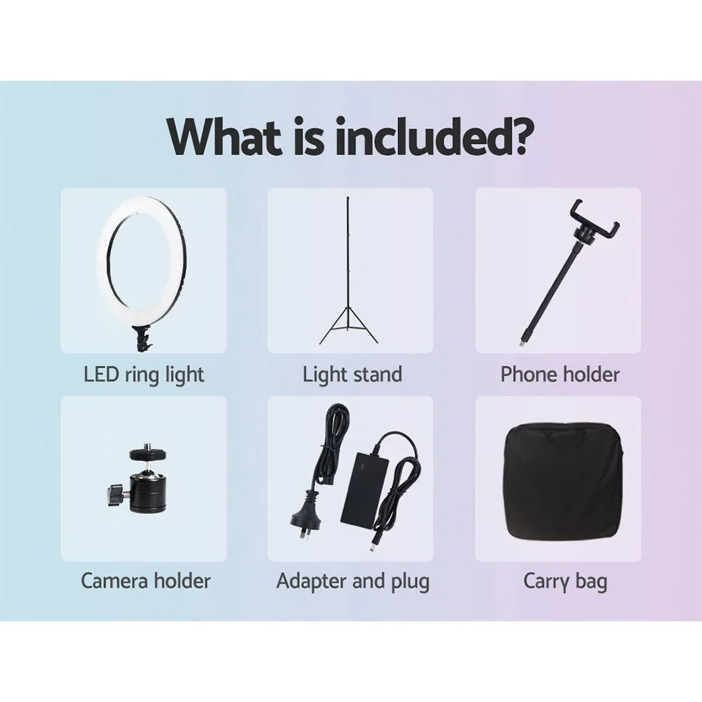 19" LED Ring Light, Adjustable Tripod Stand - Embellir