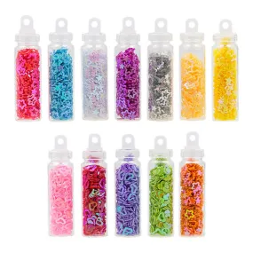 Assorted Glitter Sequins Beads Mix  (12 bottles)