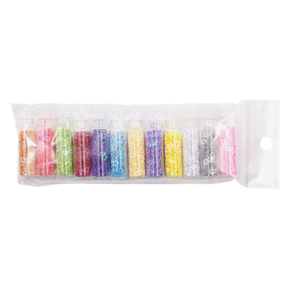 Assorted Glitter Sequins Beads Mix  (12 bottles)