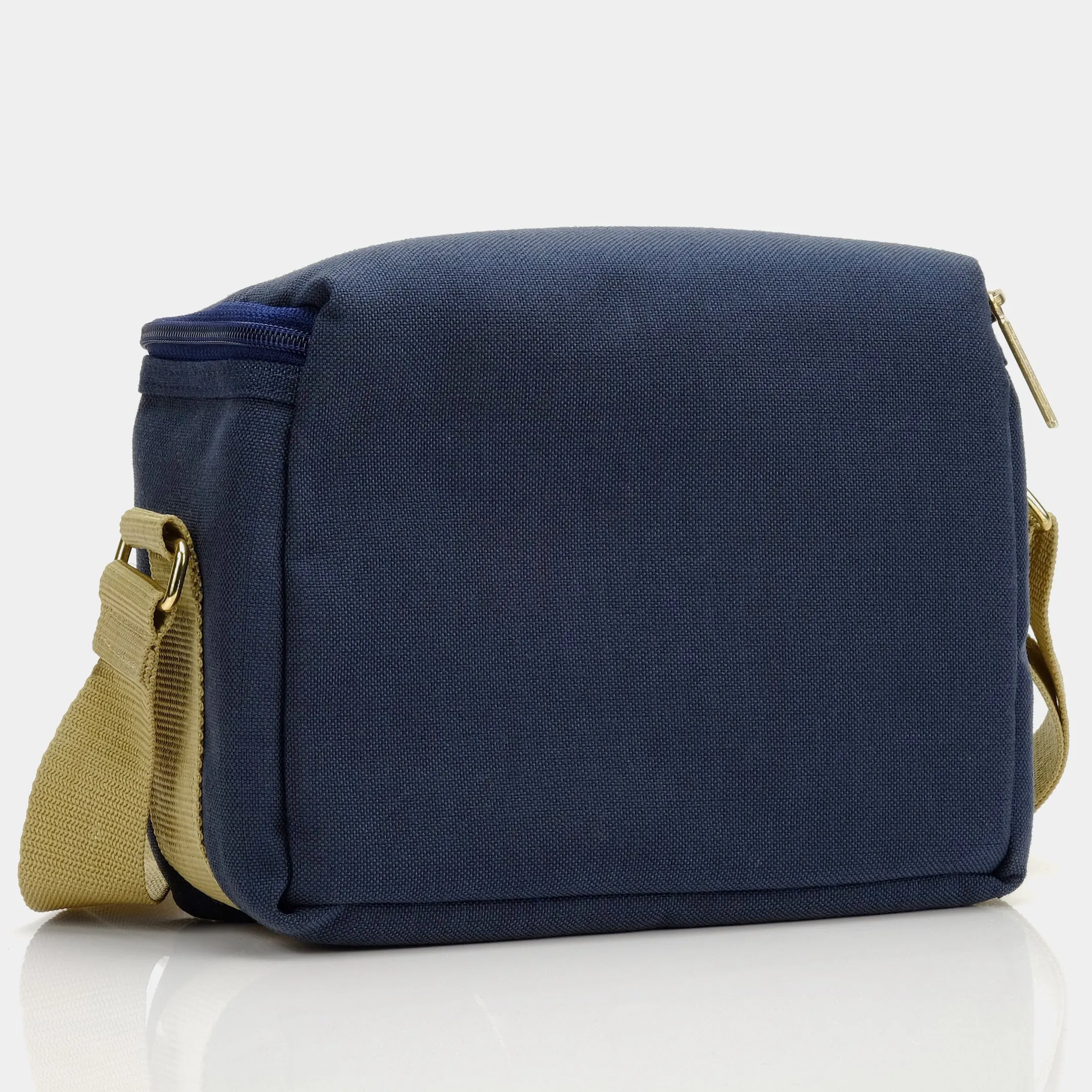 Blue Canvas with Cream Stripes Camera Bag