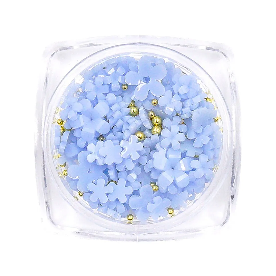 Blue Flowers Beads Embellishment Mix (3 pots)