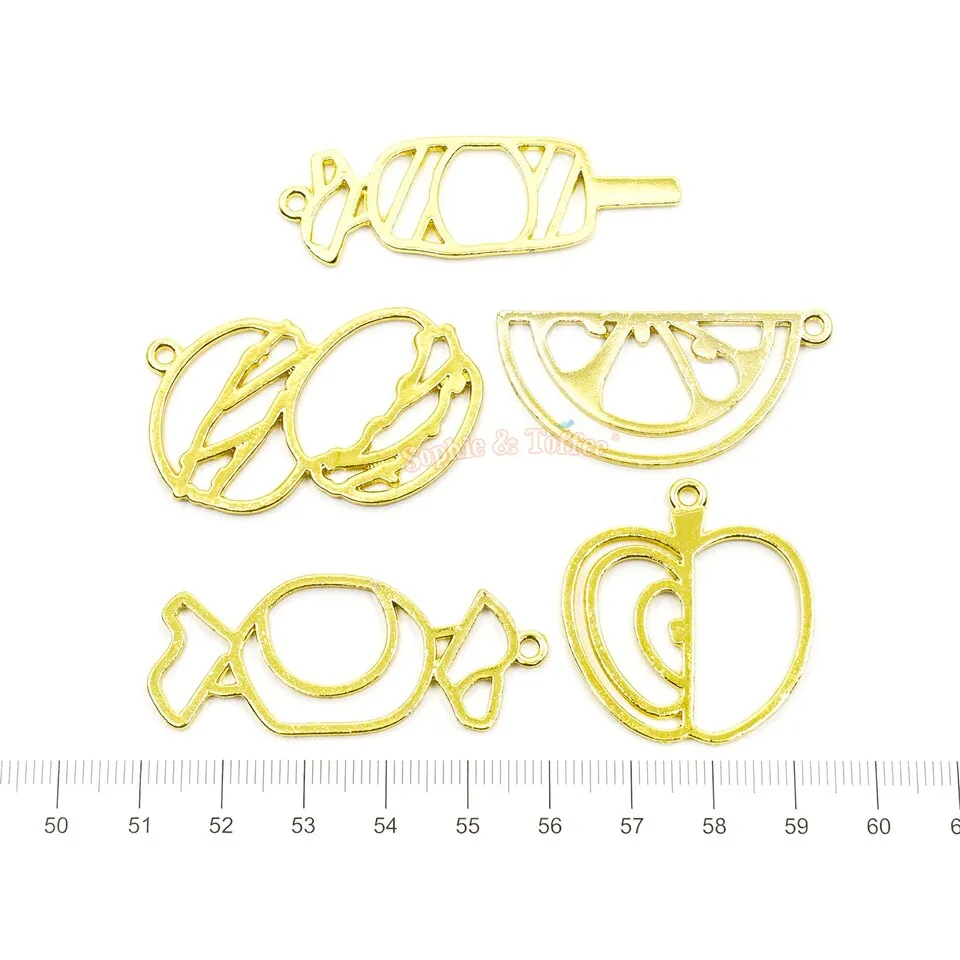 Candy Food Theme Open Bezel Charms (5 pieces)