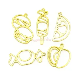 Candy Food Theme Open Bezel Charms (5 pieces)