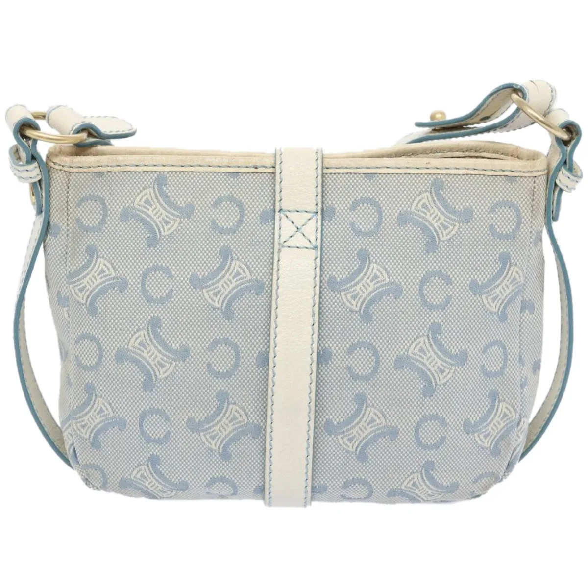 CELINE C Macadam Canvas Shoulder Bag Light Blue Auth 66344