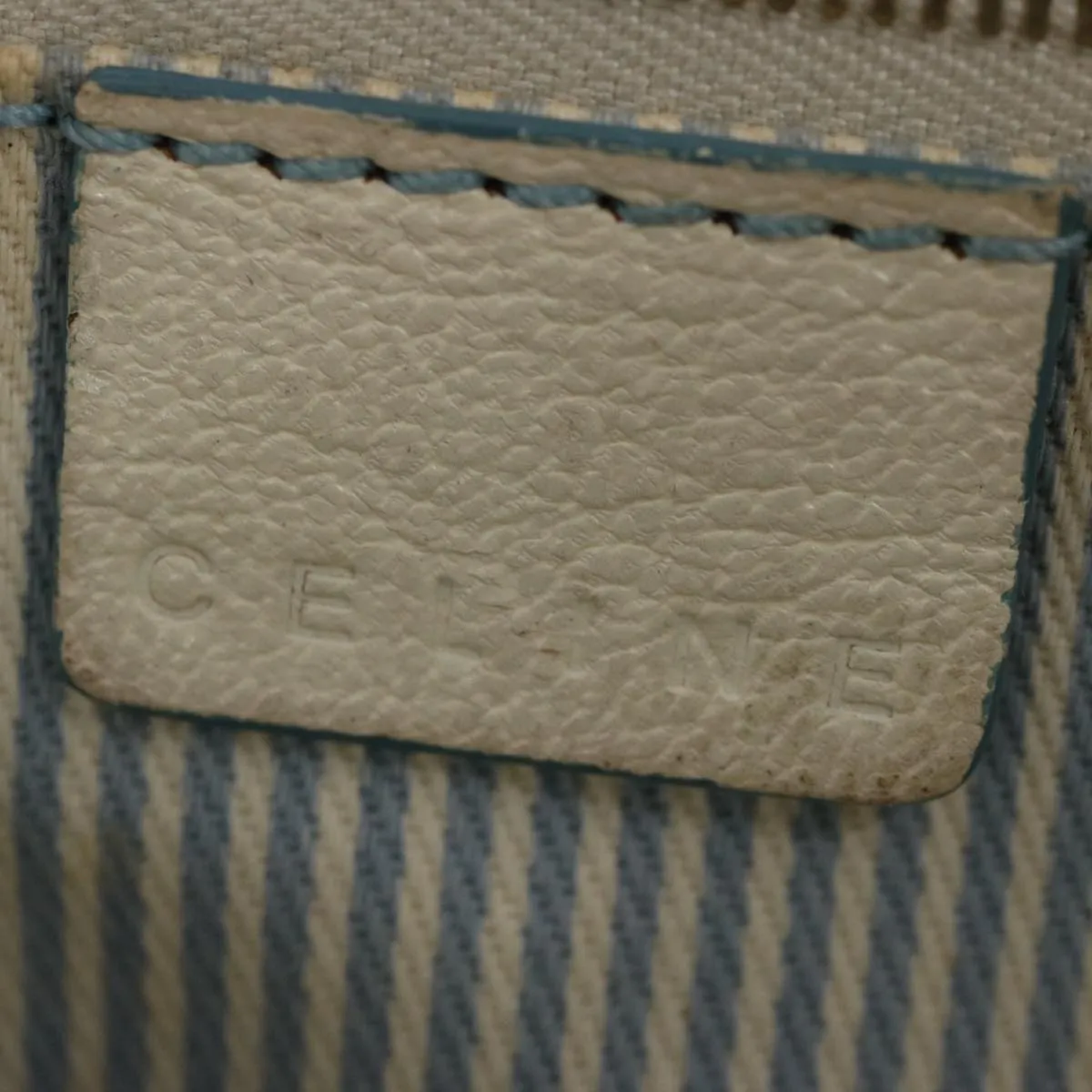 CELINE C Macadam Canvas Shoulder Bag Light Blue Auth 66344