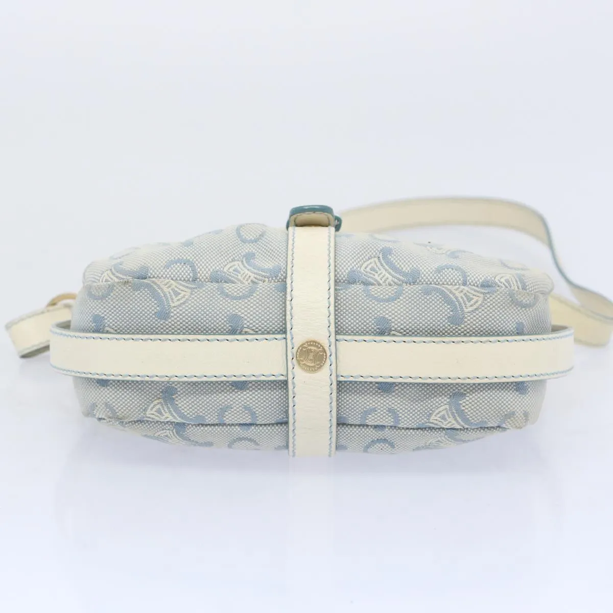 CELINE C Macadam Canvas Shoulder Bag Light Blue Auth 66344