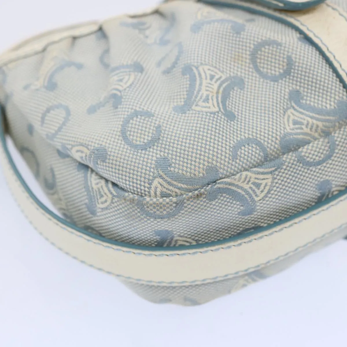 CELINE C Macadam Canvas Shoulder Bag Light Blue Auth 66344