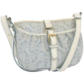 CELINE C Macadam Canvas Shoulder Bag Light Blue Auth 66344