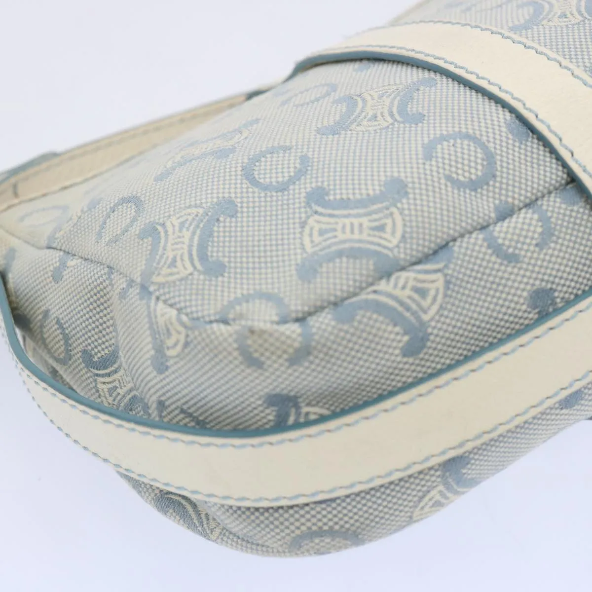 CELINE C Macadam Canvas Shoulder Bag Light Blue Auth 66344