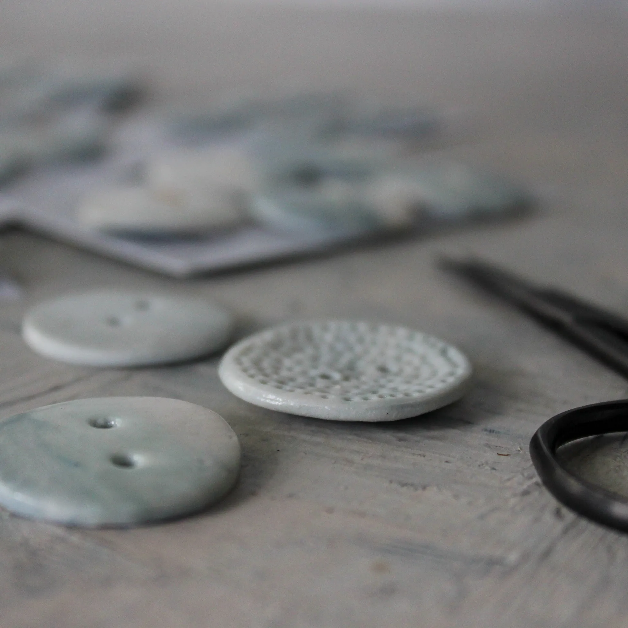 Ceramic Buttons : Blue Textured