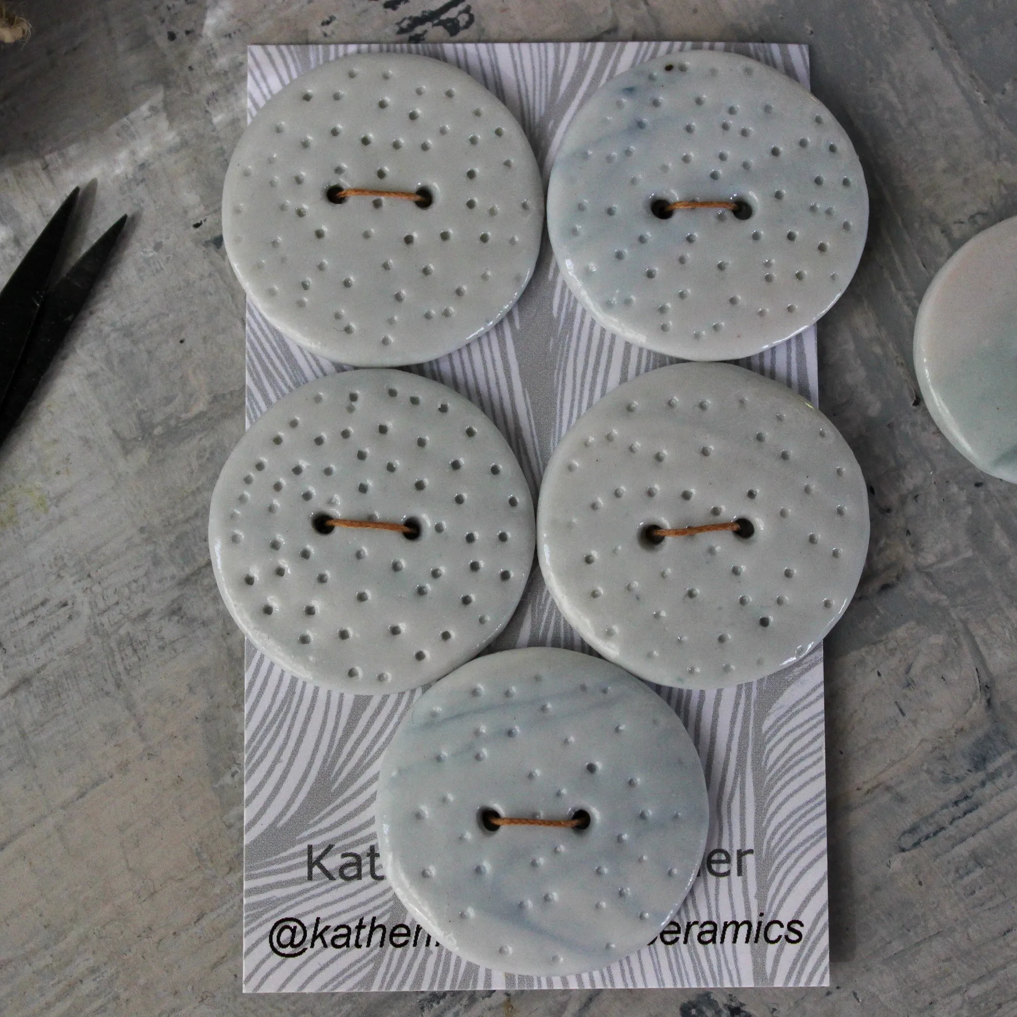 Ceramic Buttons : Blue Textured