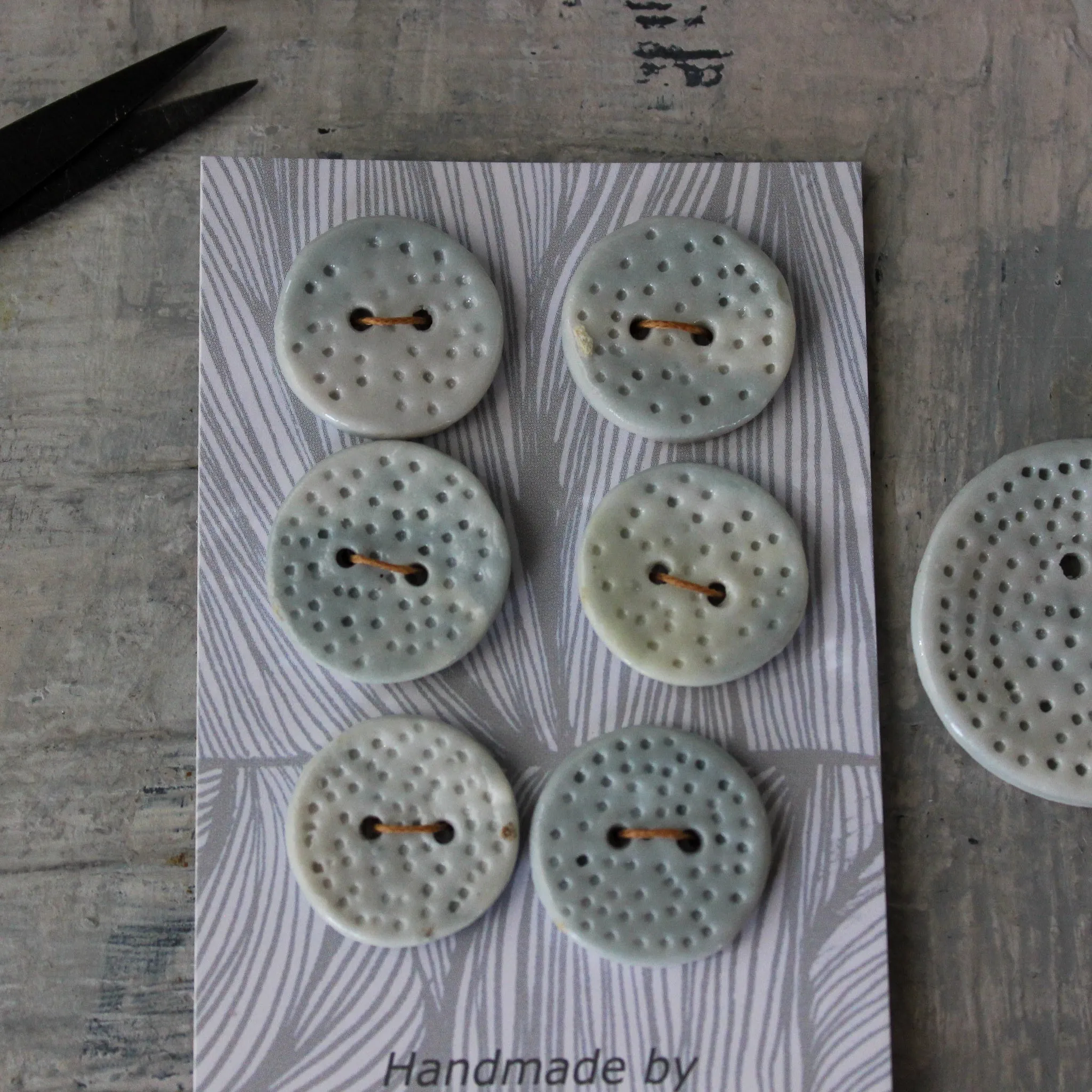 Ceramic Buttons : Blue Textured