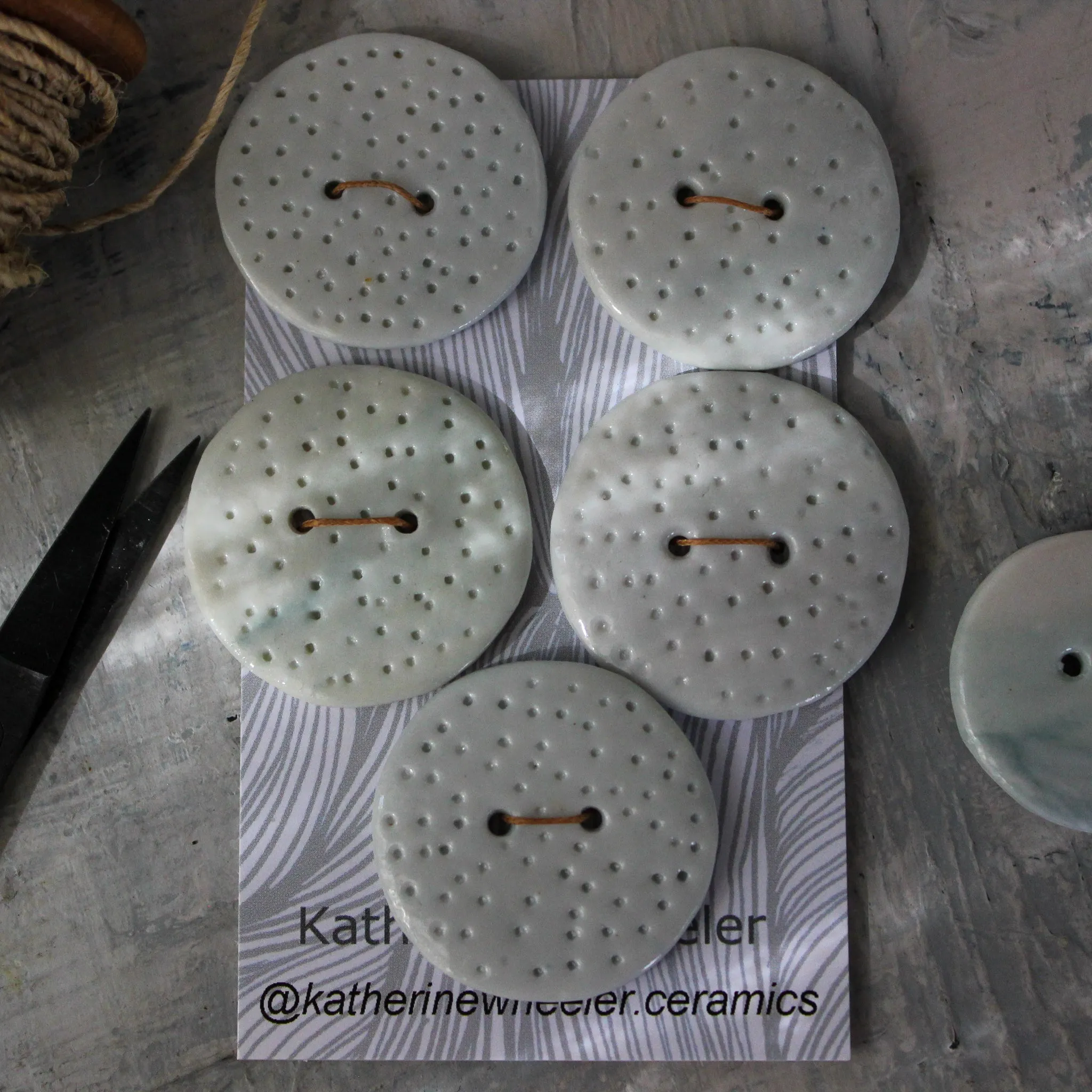 Ceramic Buttons : Blue Textured
