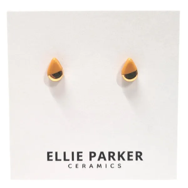 Ceramic Stud Earrings - Mustard Teardrops