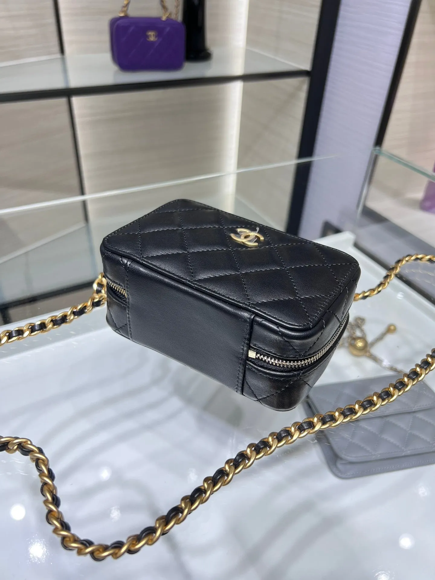 CHLVanity With Chain Black Bag For Women 9cm/3.5in AP2920 B08811 94305