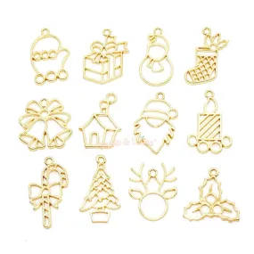 Christmas Gold Open Bezel Charms (12 pieces)