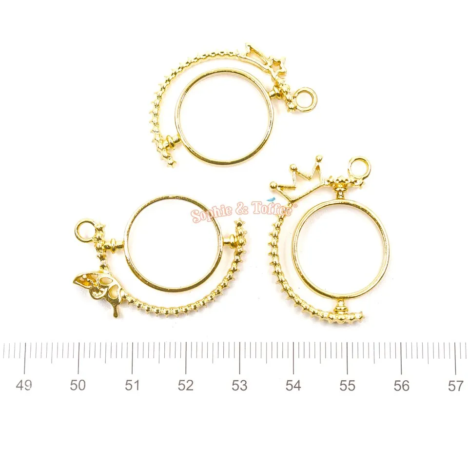 Circle Rotary Spin Open Bezel Charm (3 pieces)