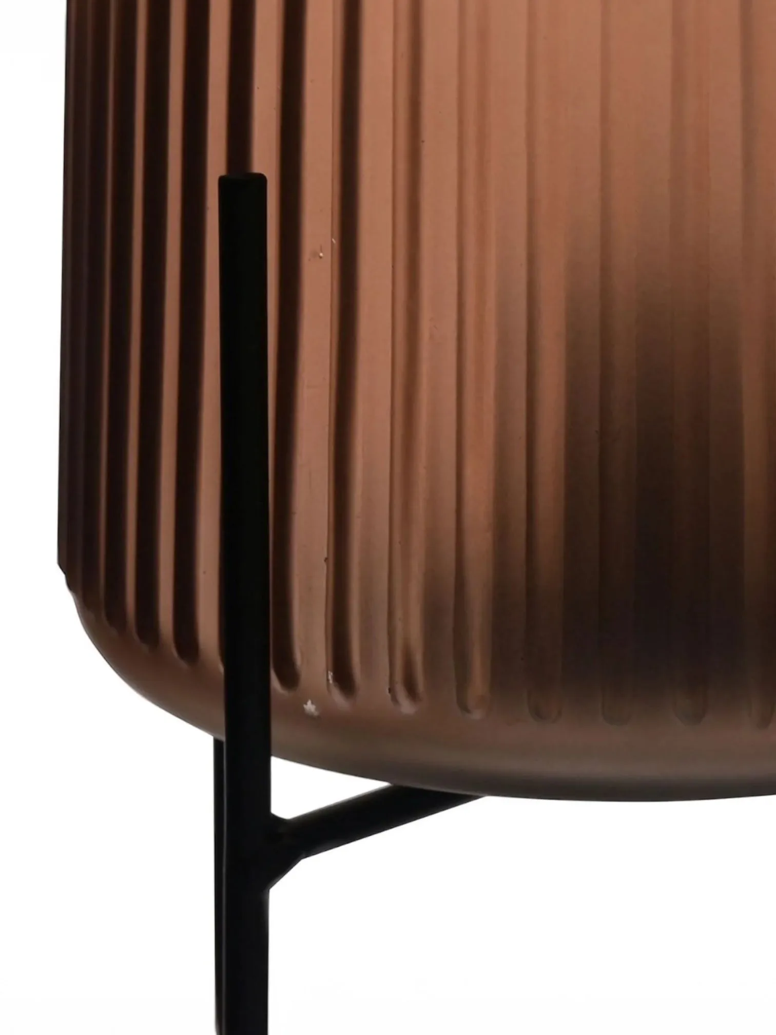 Coffee Coloured Ribbed LED Light Up Glass Lamp