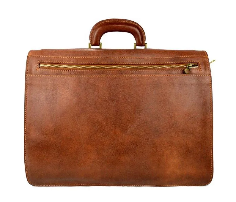 Council Briefcase - Genuine Brown Leather
