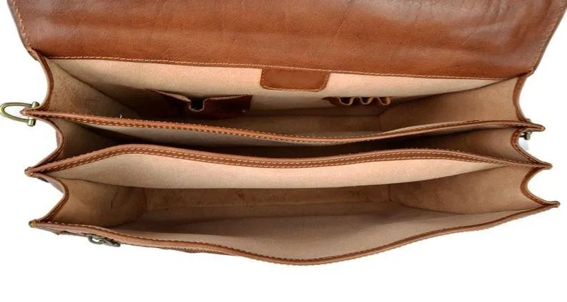 Council Briefcase - Genuine Brown Leather