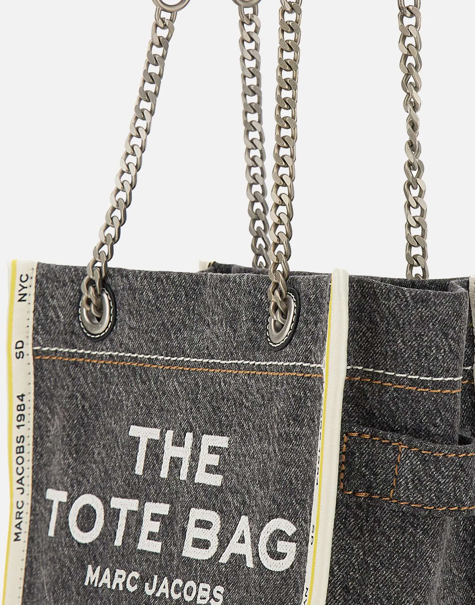 Denim Chain Small Tote Bag
