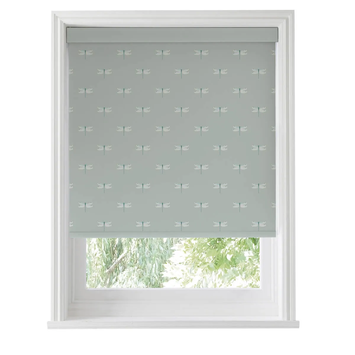 Dragonfly Grey Blue Roller Blind Sample