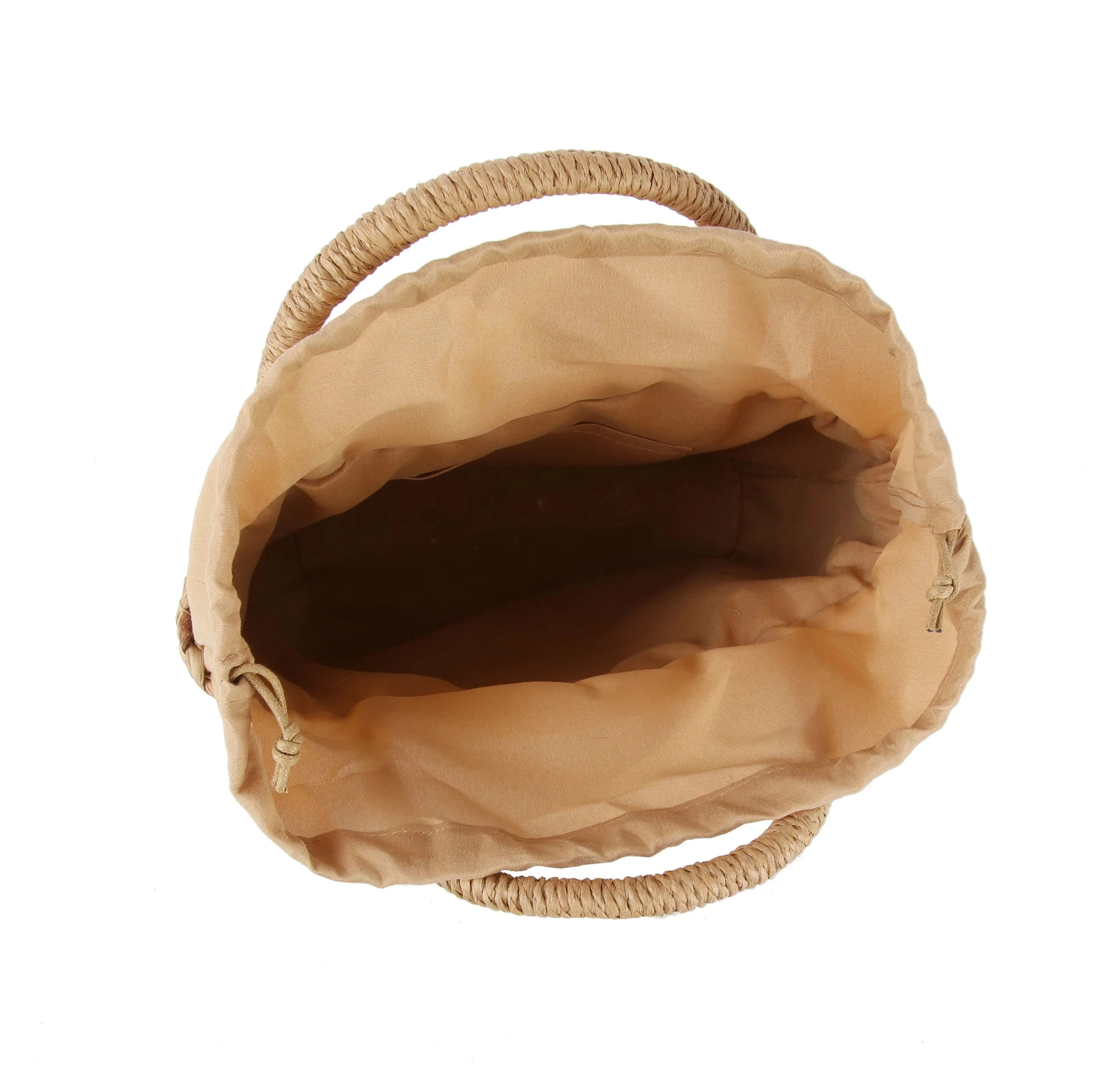 Drawstring straw basket bag