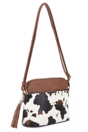 EE95314CX Cow Print Dome Crossbody Bag