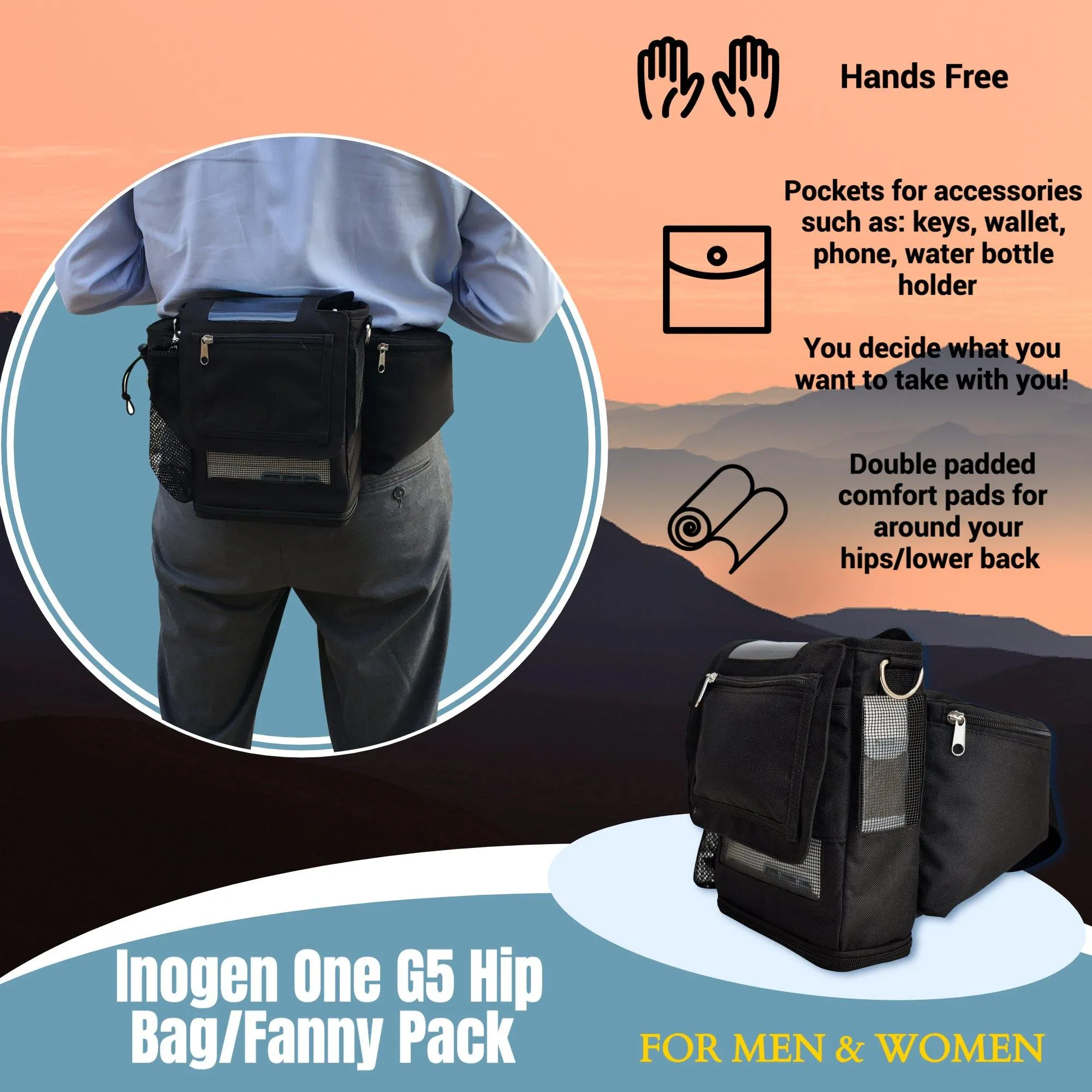 Fanny Pack Fit For Inogen One G5 and Inogen Rove 6