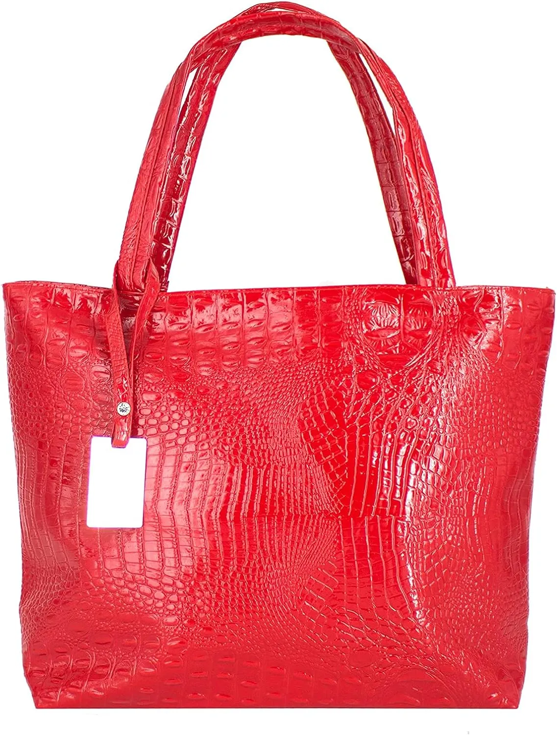 Fashionable Gold Crocodile Printed Tote Style Handbag