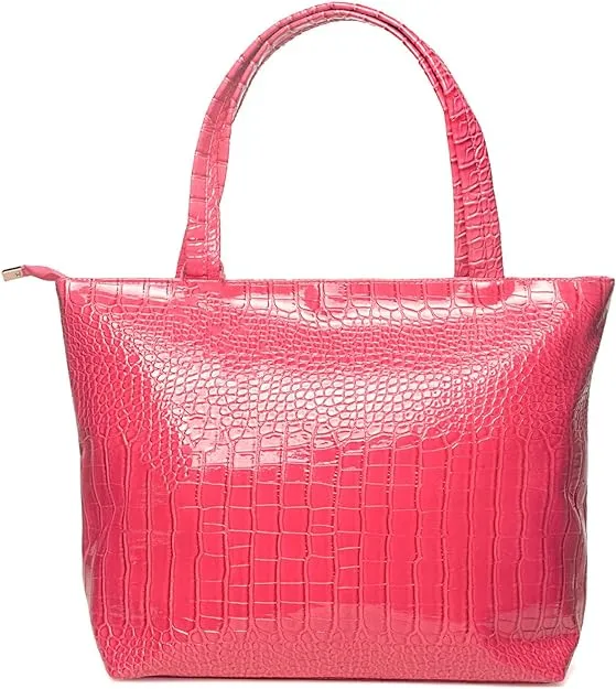 Fashionable Gold Crocodile Printed Tote Style Handbag