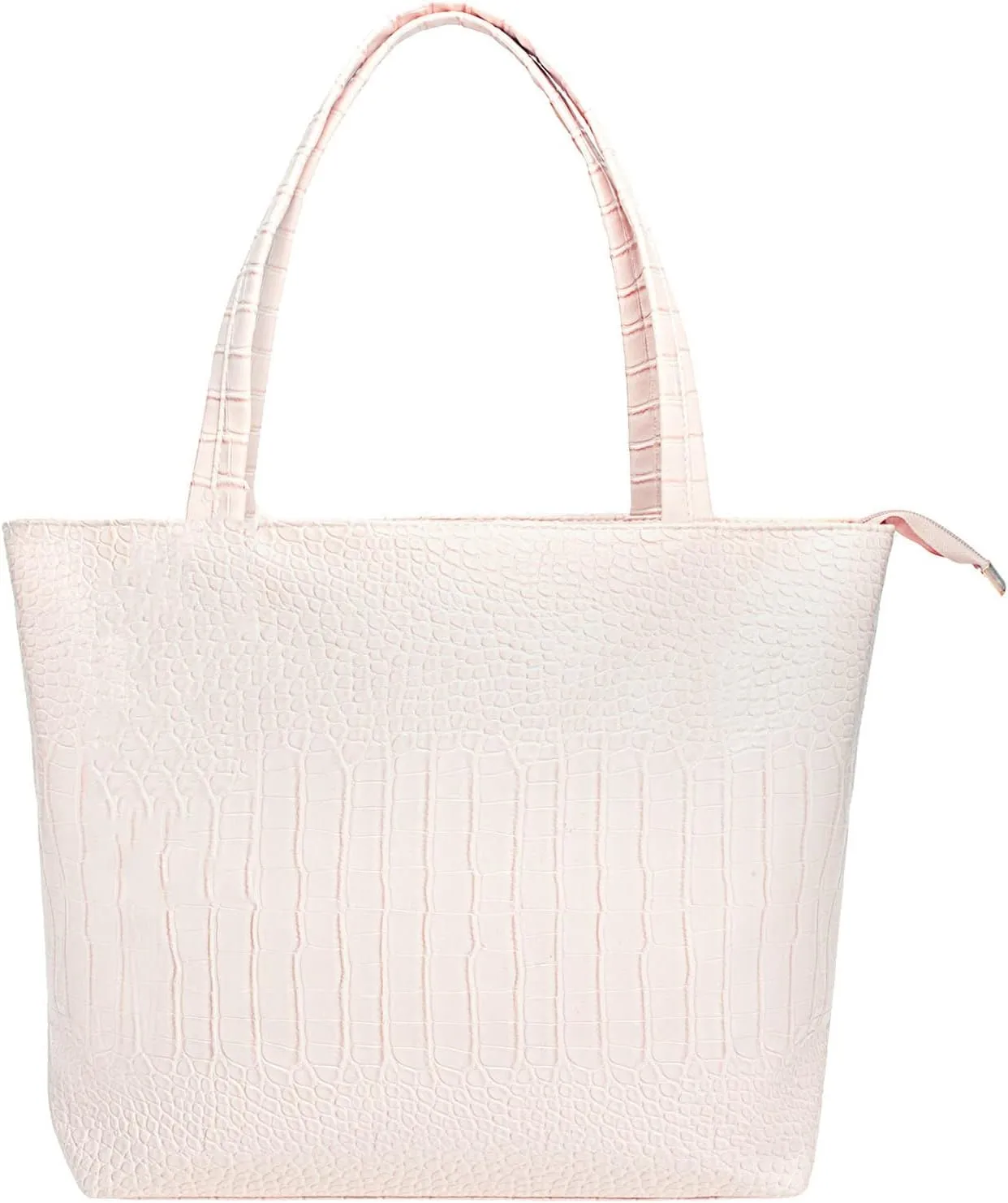 Fashionable Gold Crocodile Printed Tote Style Handbag