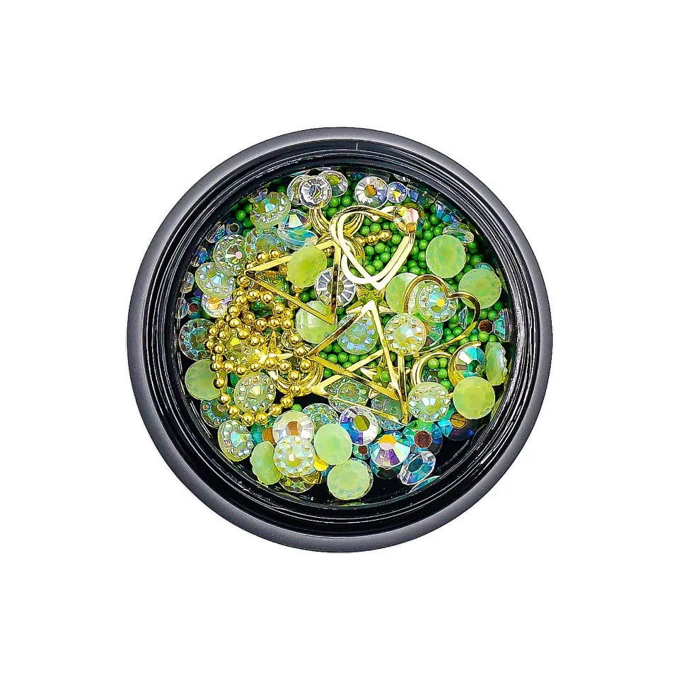 Green Gemstones Beads Embellishment Mix