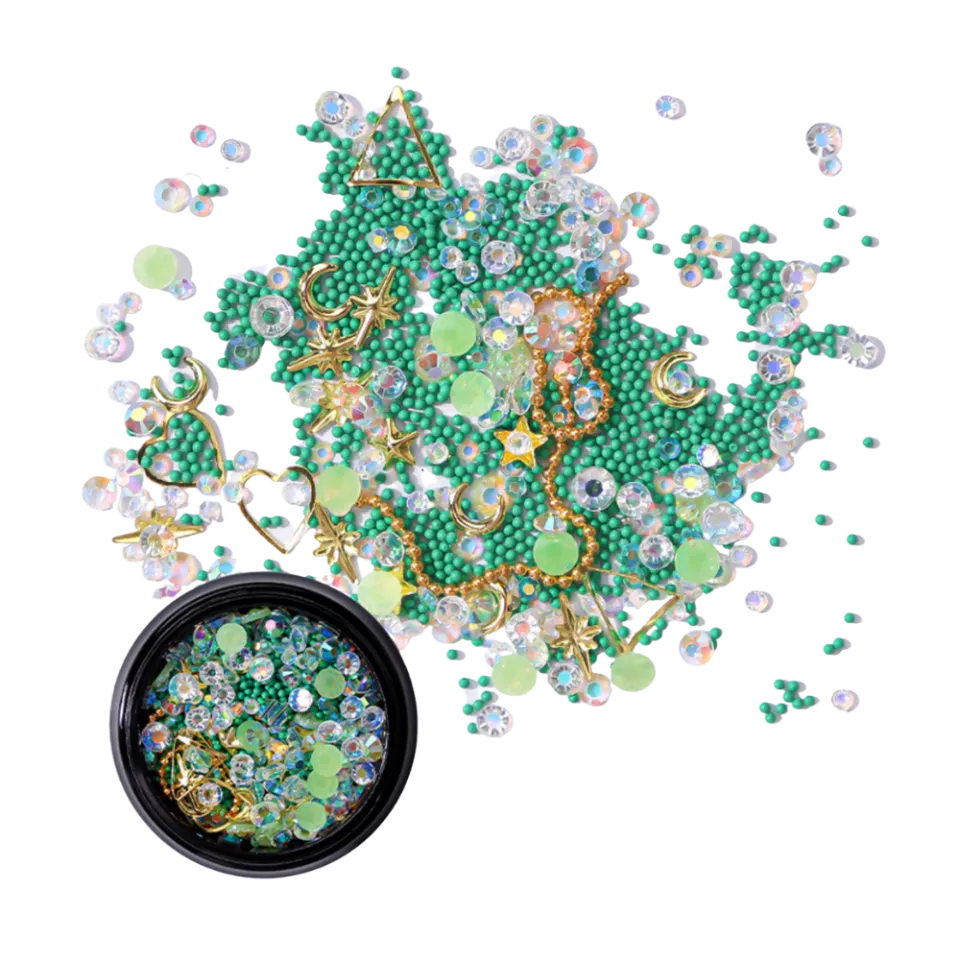 Green Gemstones Beads Embellishment Mix