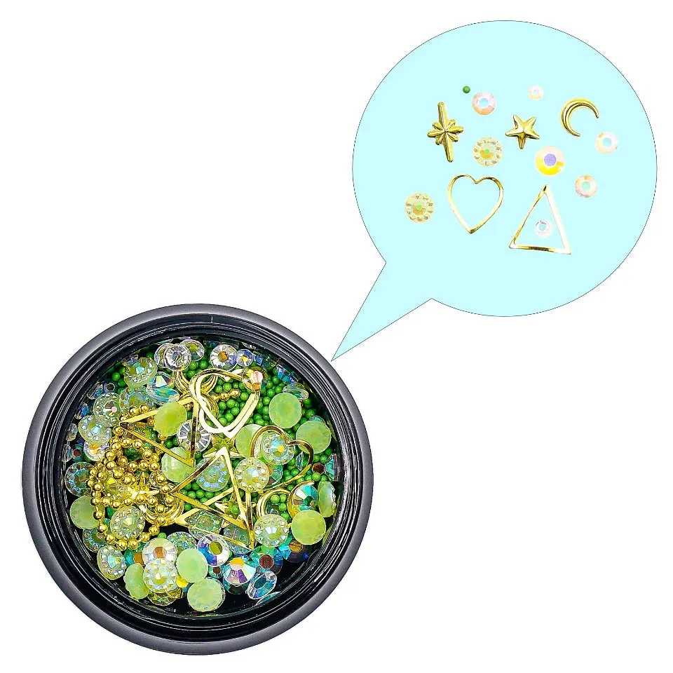 Green Gemstones Beads Embellishment Mix