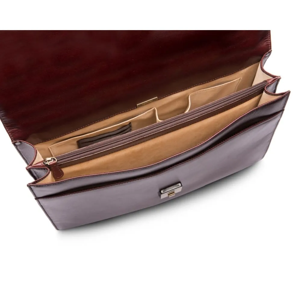 Harvard Leather Briefcase - Dark Tan