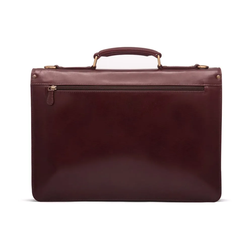 Harvard Leather Briefcase - Dark Tan
