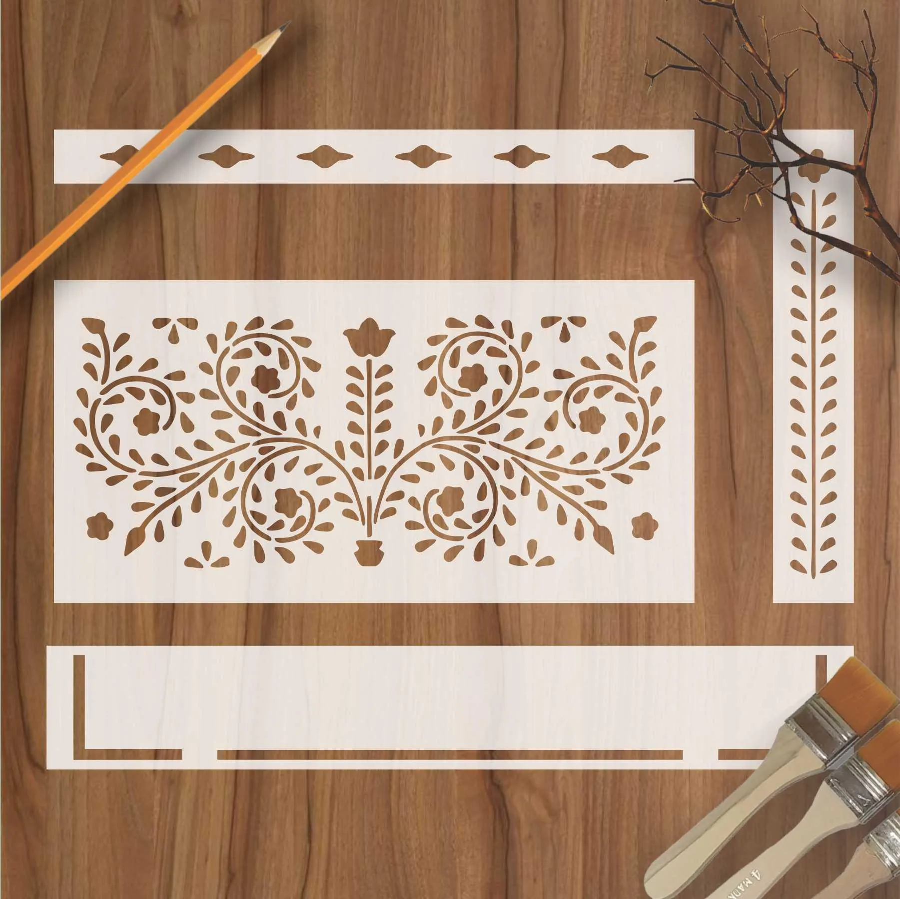 Indian Inlay (furniture and fabric) Reusable Stencil For Canvas And Wall Painting. ID #350