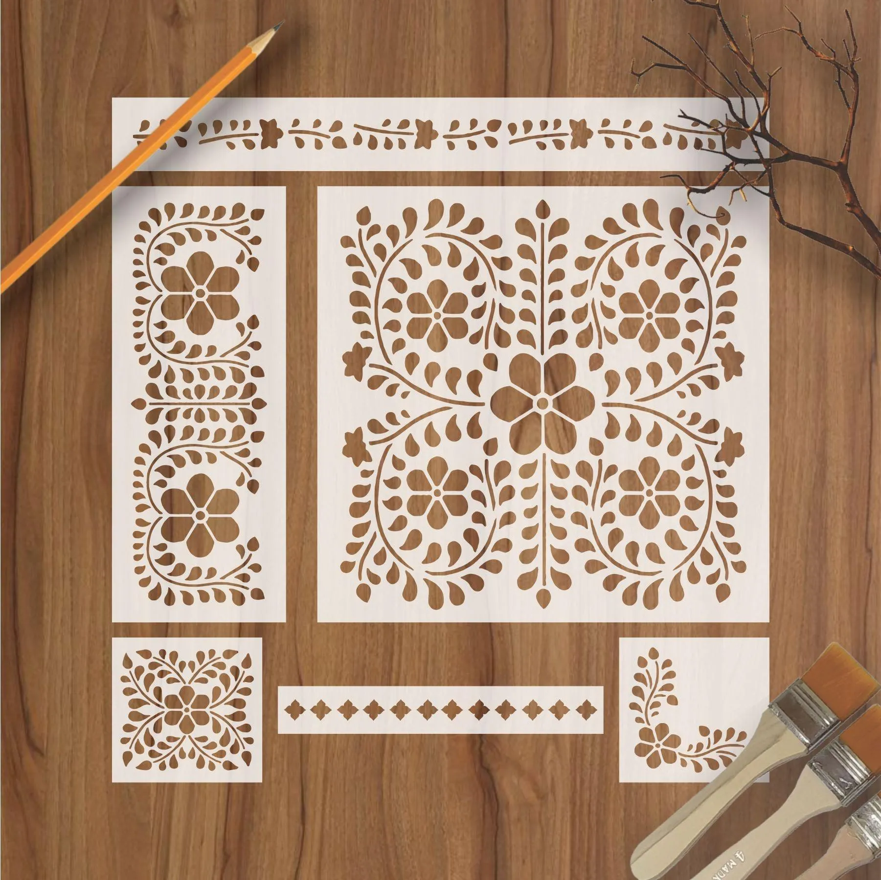 Indian Inlay(furniture and fabric) Reusable Stencil For Canvas And Wall Painting