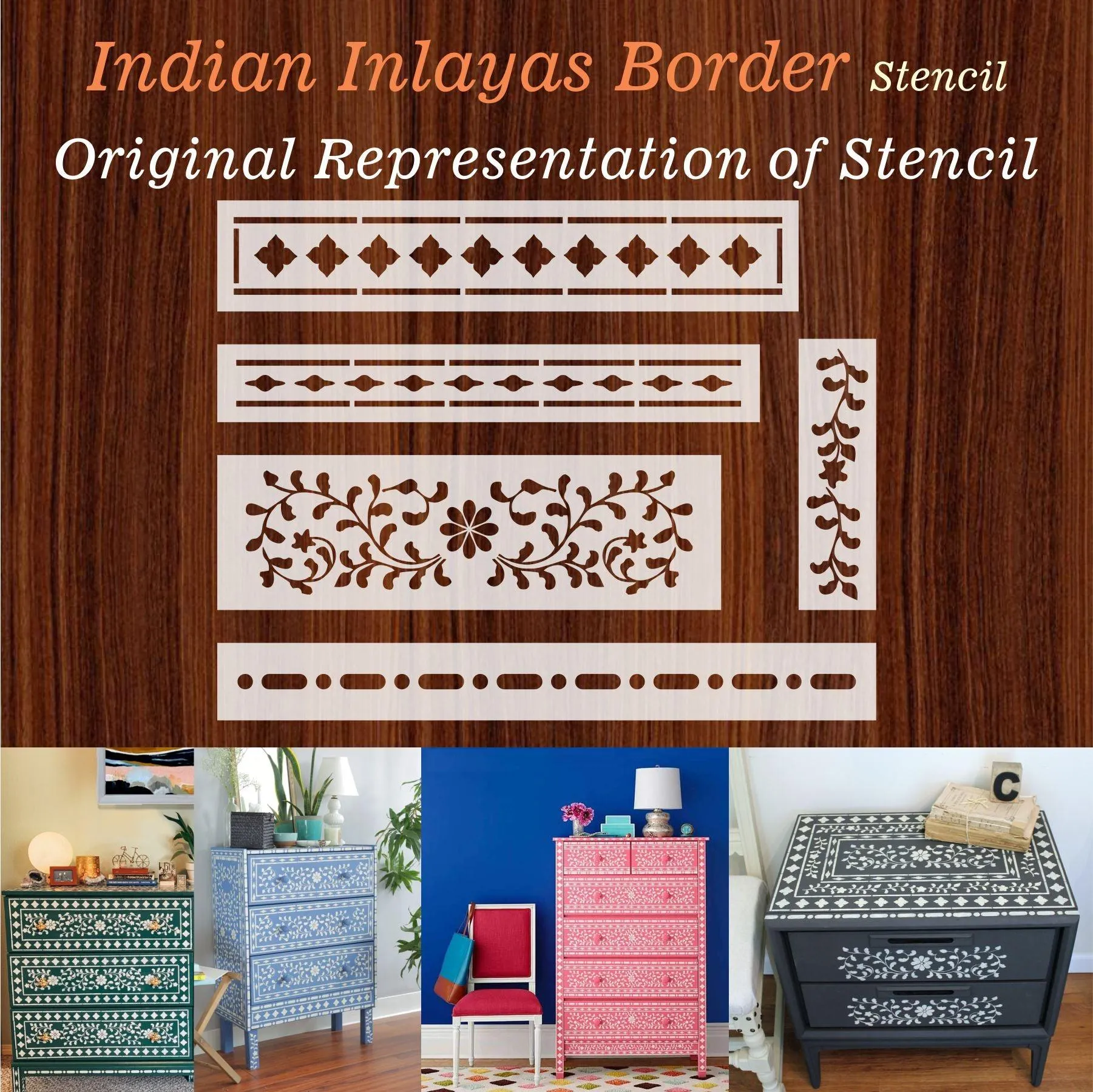 Indian Inlay(furniture and fabric) Reusable Stencil For Canvas And Wall Painting.ID# 310