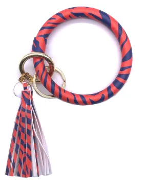 KC-8845 Orange/Navy Tiger Wristlet Key Chain