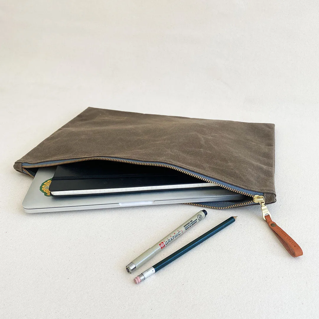 Large Waxed Canvas Zip Folio #111