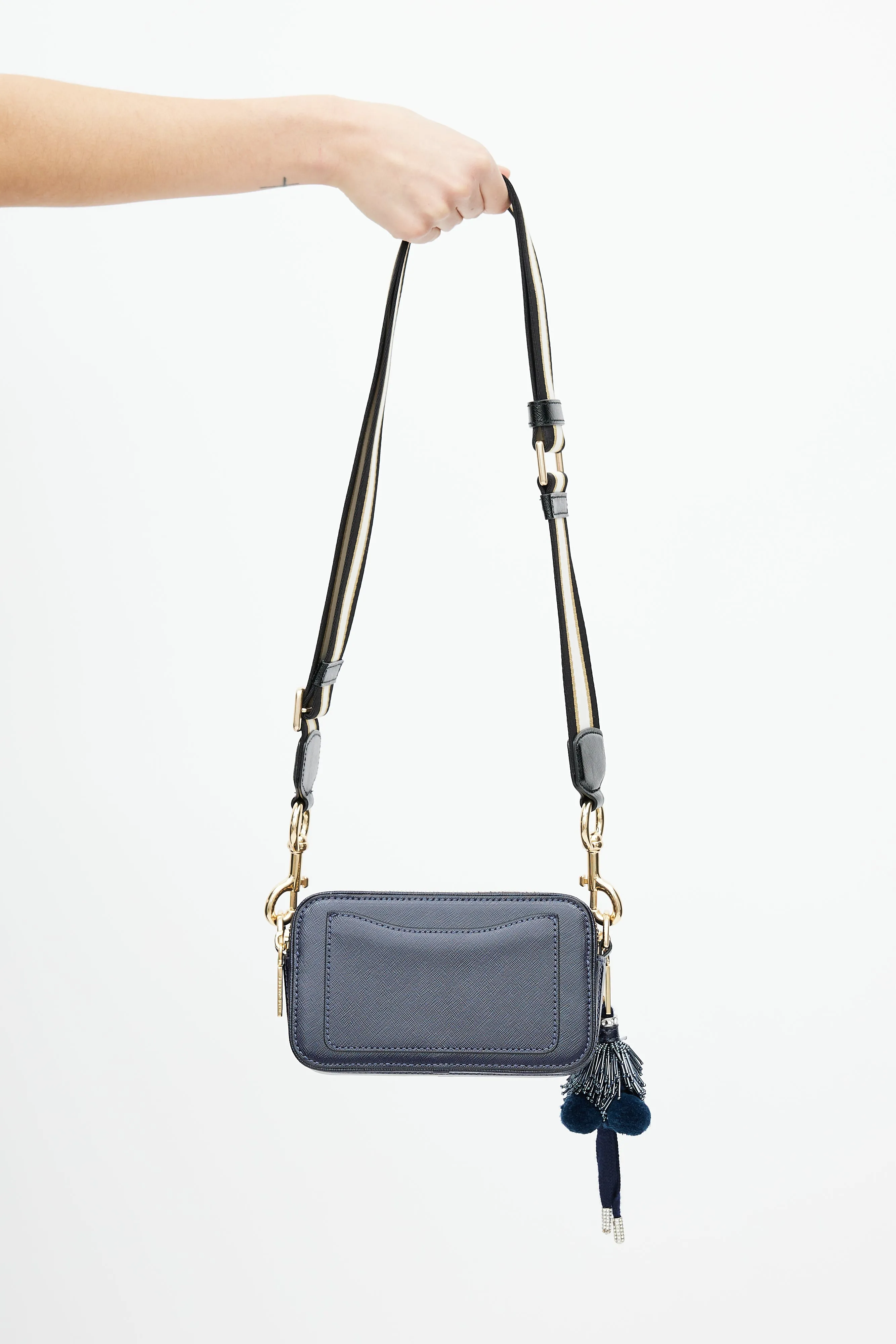 Navy & Gold Damask Snapshot Camera Bag