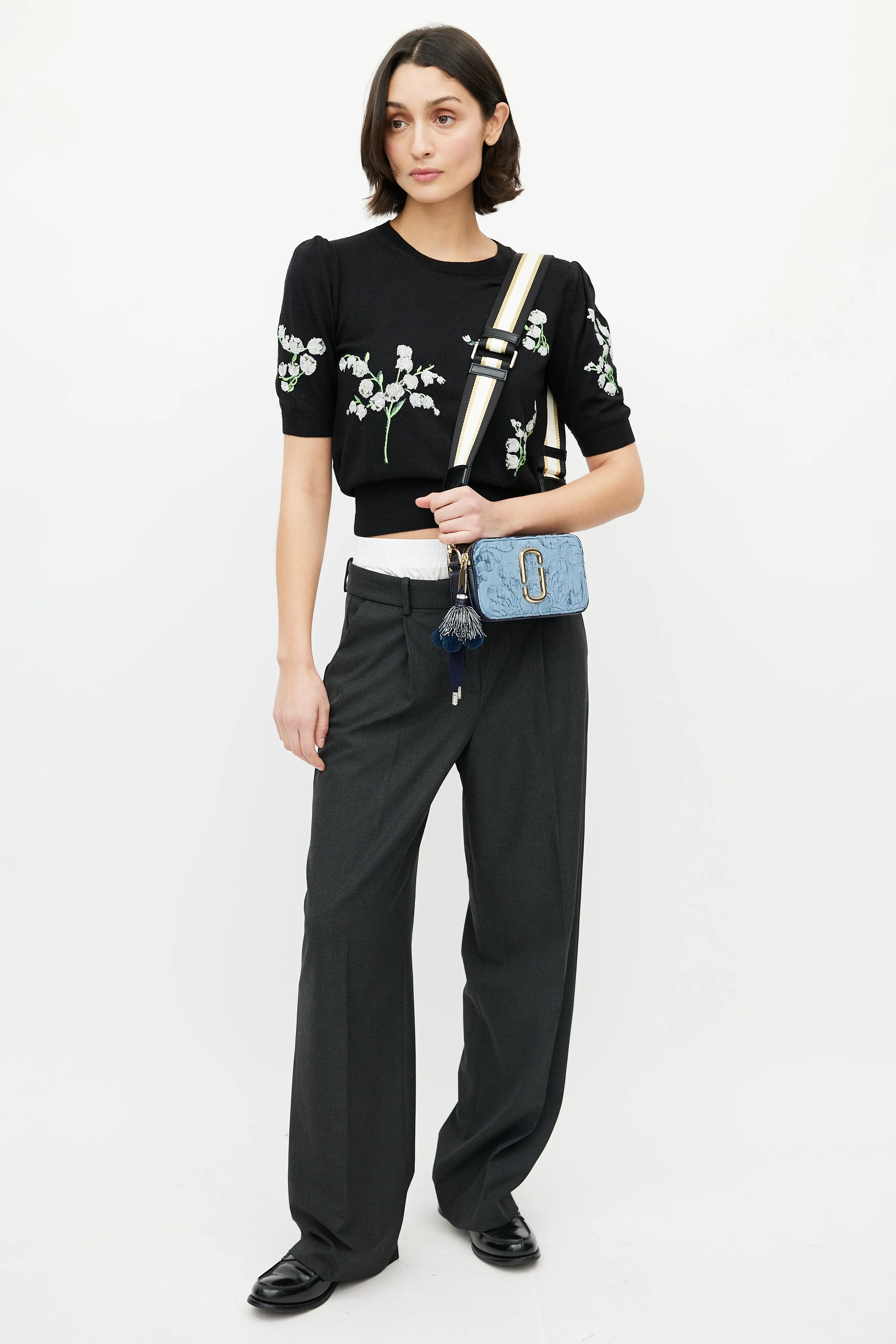 Navy & Gold Damask Snapshot Camera Bag