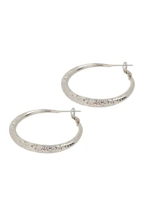 Norse Textured Hoop - Silver