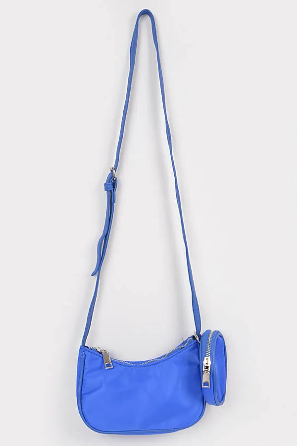 Nylon Zip Crossbody Bag with Mini Bag